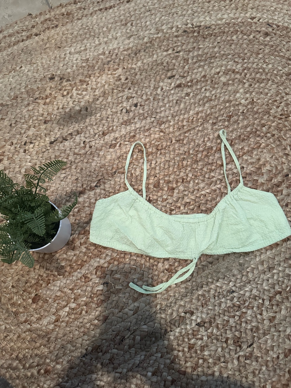 GREEN LINEN BRA TOP
